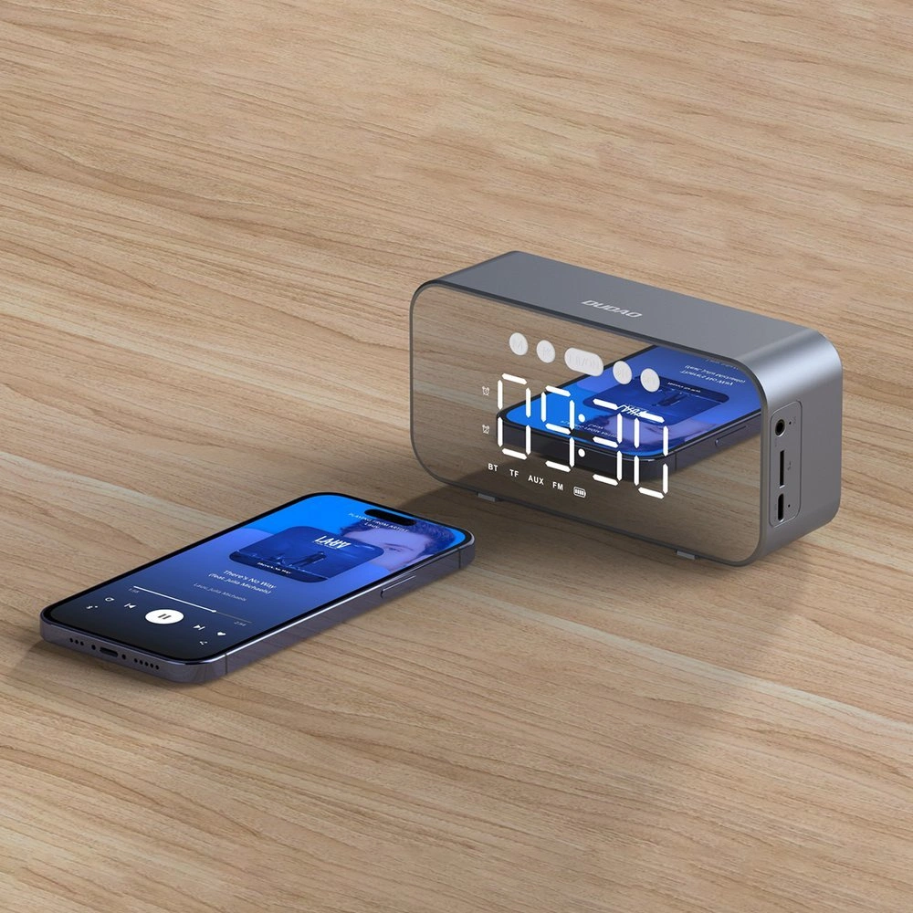 Hurtownia GSM - Vezeték nélküli hangszóró Dudao Y17 óra, ébresztő, 1200mAh, AUX, FM, BT 5.3 ezüst - DDA277 - {ean13} - Hurt
