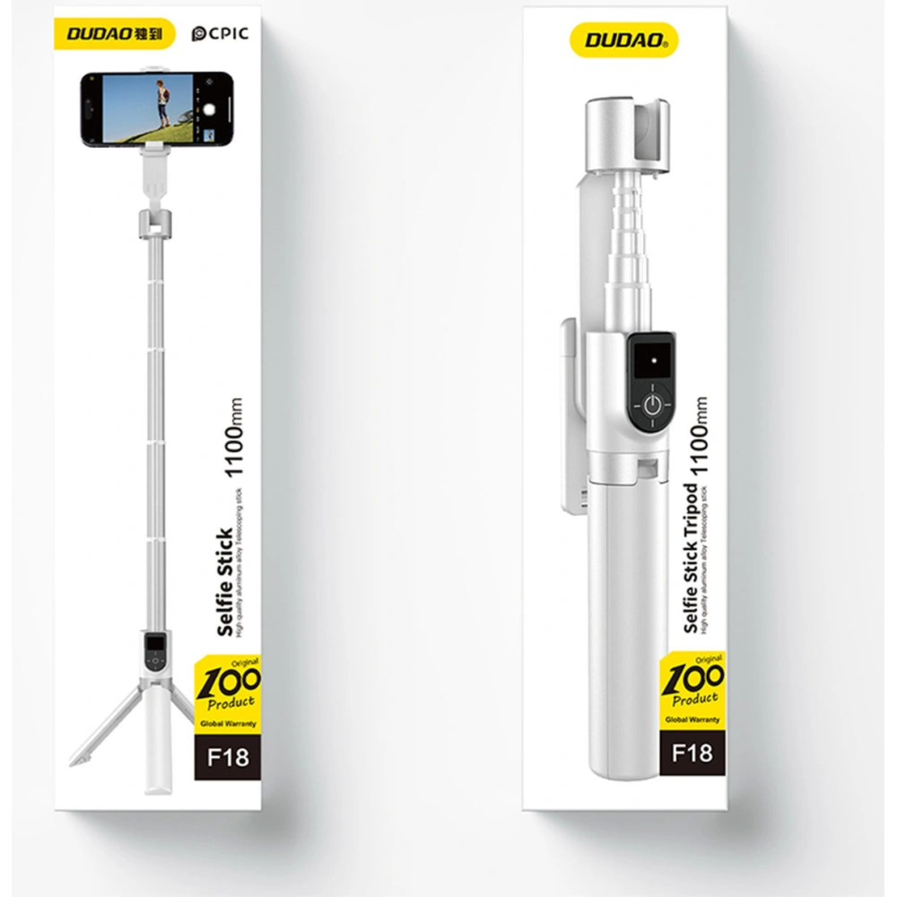 Wholesale Dudao F18W selfie stick and tripod BT remote control white - DDA278 - {ean13} - Hurt