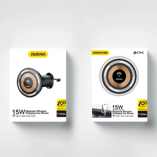 Uchwyt samochodowy magnetyczny Dudao F12MAX z ładowarką indukcyjną na kratkę wentylacyjną MagSafe 15W czarny