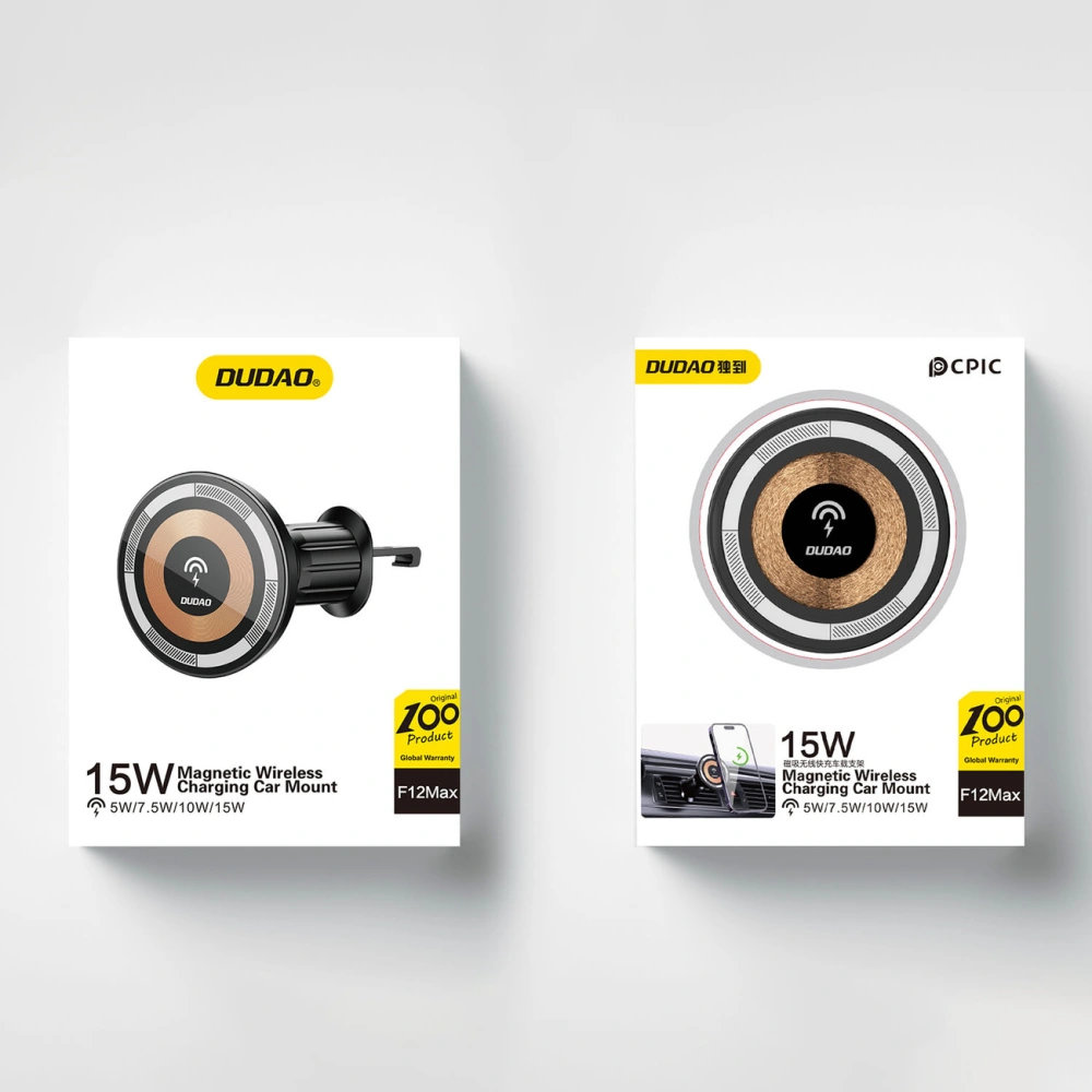 Hurtownia GSM - Magnetický automobilový držák Dudao F12MAX s indukční nabíječkou na ventilační mřížku MagSafe 15W černý - DDA285 - {ean13} - Hurt