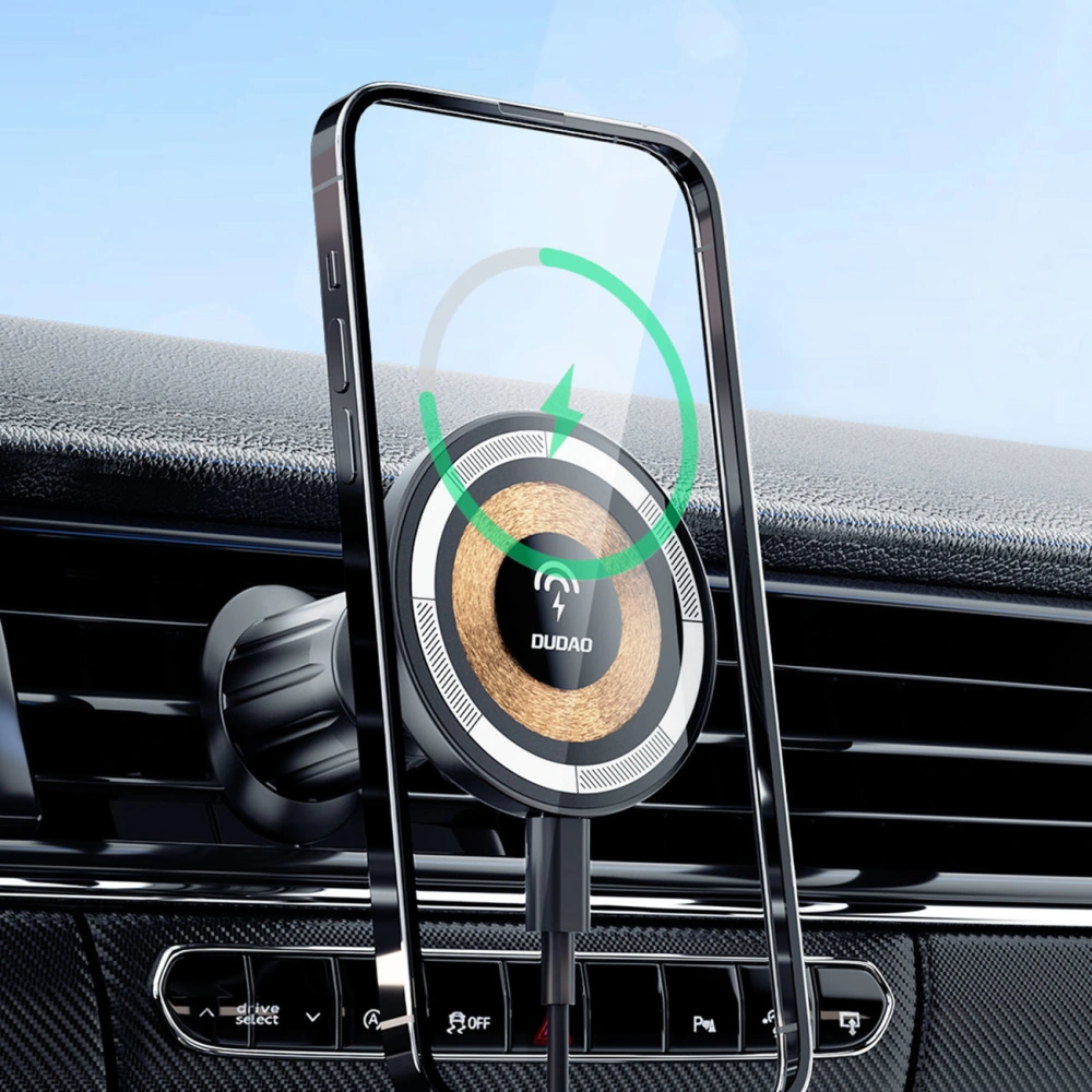 Hurtownia GSM - Magnetický automobilový držák Dudao F12MAX s indukční nabíječkou na ventilační mřížku MagSafe 15W černý - DDA285 - {ean13} - Hurt