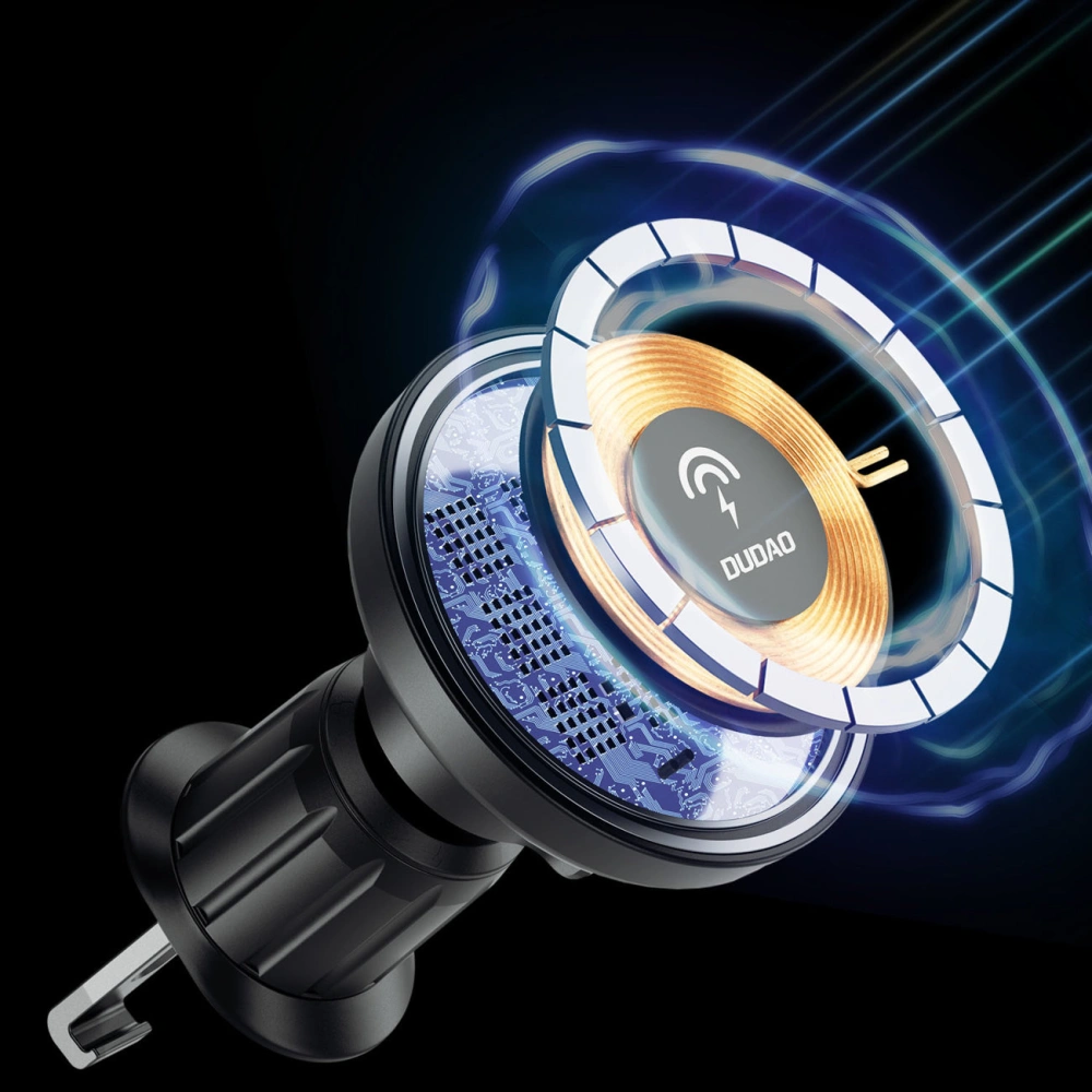 Hurtownia GSM - Magnetický automobilový držák Dudao F12MAX s indukční nabíječkou na ventilační mřížku MagSafe 15W černý - DDA285 - {ean13} - Hurt