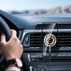 Hurtownia GSM - Magnetický automobilový držák Dudao F12MAX s indukční nabíječkou na ventilační mřížku MagSafe 15W černý - DDA285 - {ean13} - Hurt