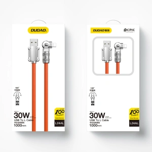 Hurtownia GSM - Kabel úhlový Dudao L24AL USB-A / Lightning 30W, 1 m oranžový - DDA289 - {ean13} - Hurt