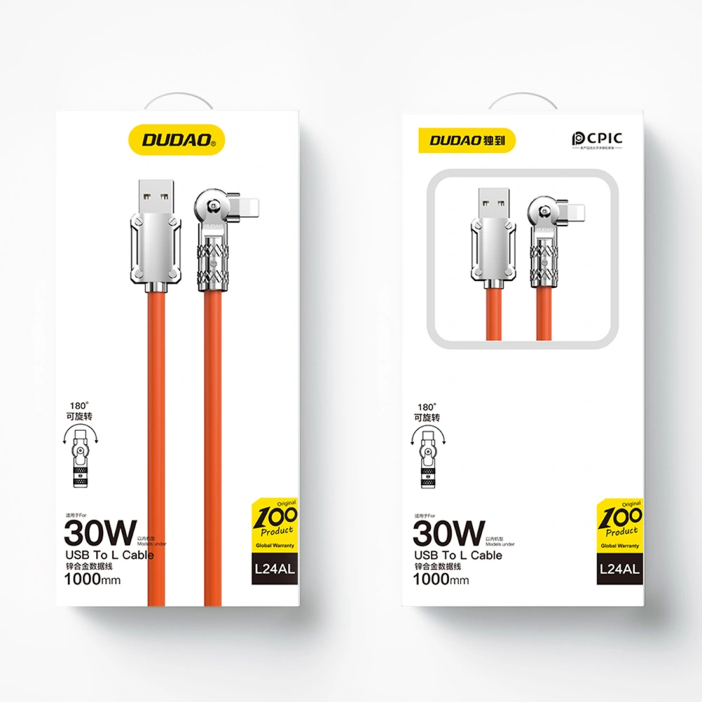 Hurtownia GSM - Cablul unghiular Dudao L24AL USB-A / Lightning 30W, 1 m portocaliu - DDA289 - {ean13} - Hurt