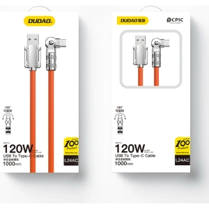 Hurtownia GSM - Kabel kątový Dudao L24AC USB-A / USB-C 120W, 1m oranžový - DDA290 - {ean13} - Hurt