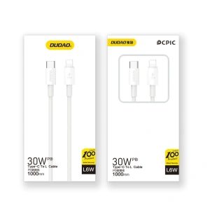 Hurtownia GSM - Kabel Dudao L6W USB-C / Lightning 30W, PD, 1m bílý - DDA291 - {ean13} - Hurt