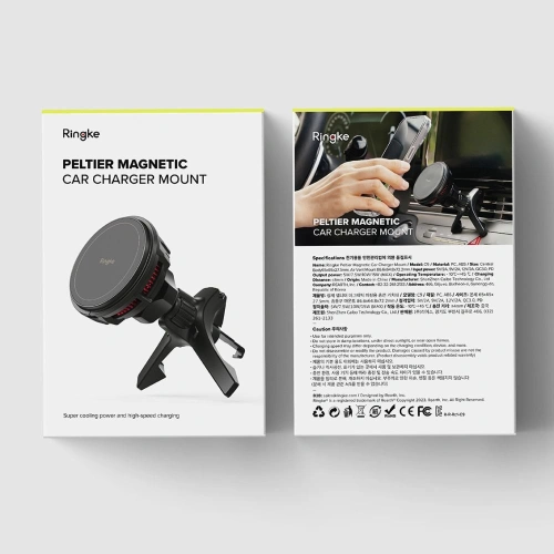 Uchwyt samochodowy do kratki nawiewu Ringke Peltier Magnetic z ładowarką Black