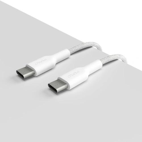 Kabel PURO Fabric Ultra Strong heavy duty USB-C/USB-C 1,2m (biały)