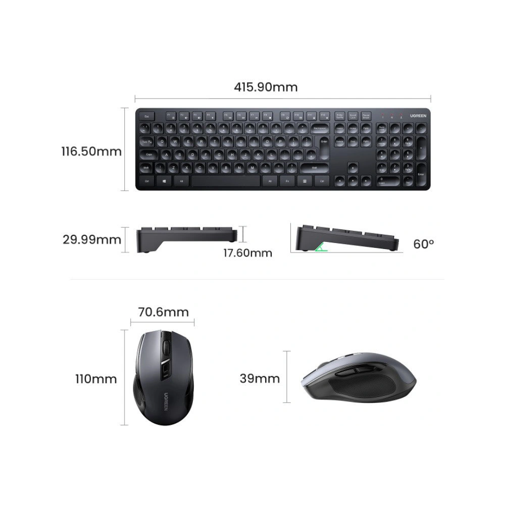 Hurtownia GSM - Bezdrátový set 2w1 UGREEN MK006 myš + klávesnice 2.4GHz plug&play černý - UGR1694 - {ean13} - Hurt