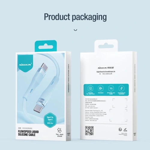 Kabel Nillkin Data Cable Flowspeed Silicon USB-C/USB-C, PD, 60W czarny