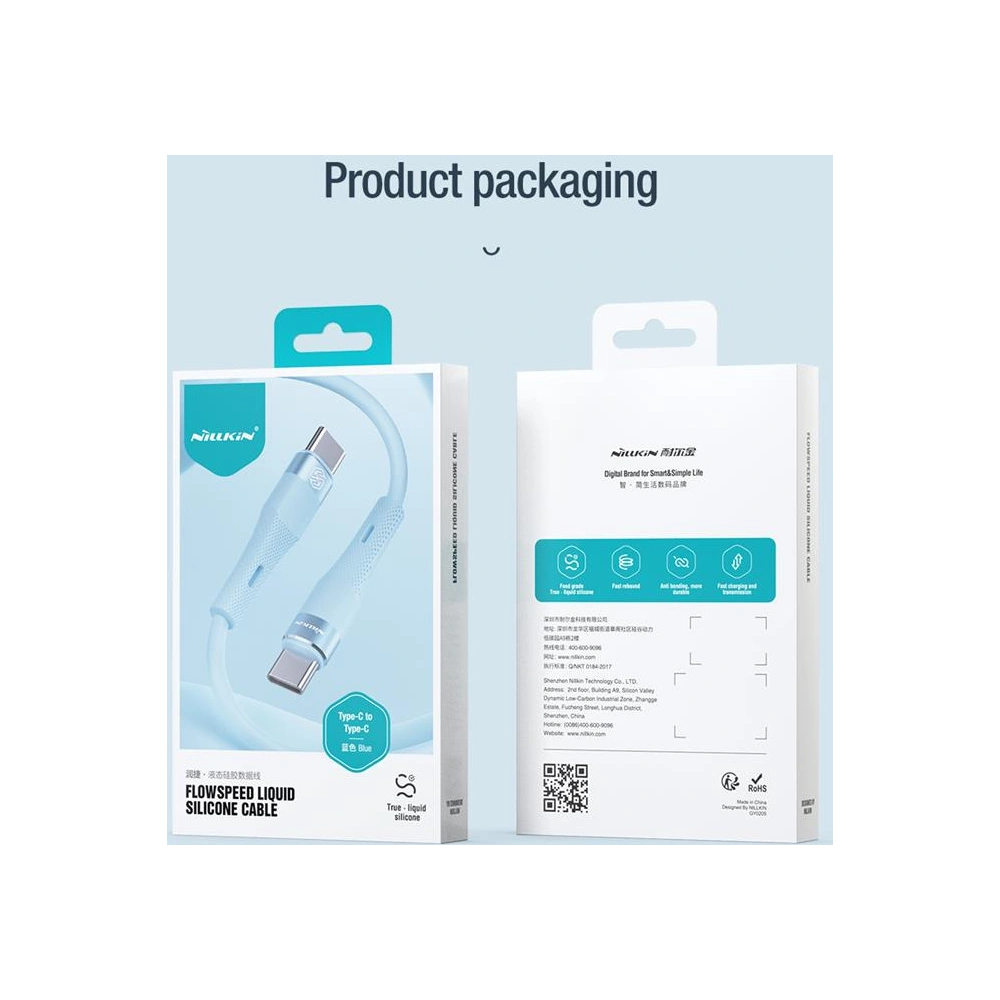 Hurtownia GSM - Kabel Nillkin Data Cable Flowspeed Silicon USB-C/USB-C, PD, 60W czarny - NLK1191 - {ean13} - Hurt