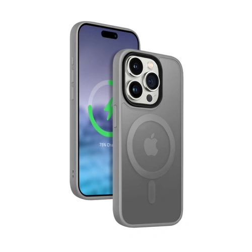 Etui Crong Hybrid Frost MAG Cover Apple iPhone 15 Pro MagSafe (szary)