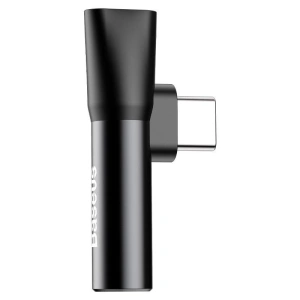 Adaptér Audio Baseus USB-C na Mini Jack 3.5mm + USB-C (černý)