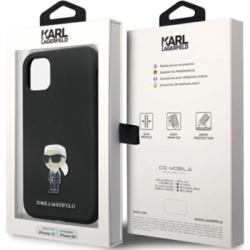 Etui Karl Lagerfeld KLHCN61SMHKNPK iPhone 11/XR Silicone Ikonik Metal Pin czarny/black