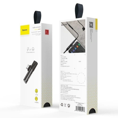 Adapter Audio Baseus USB-C do Mini Jack 3.5mm + USB-C (czarny)