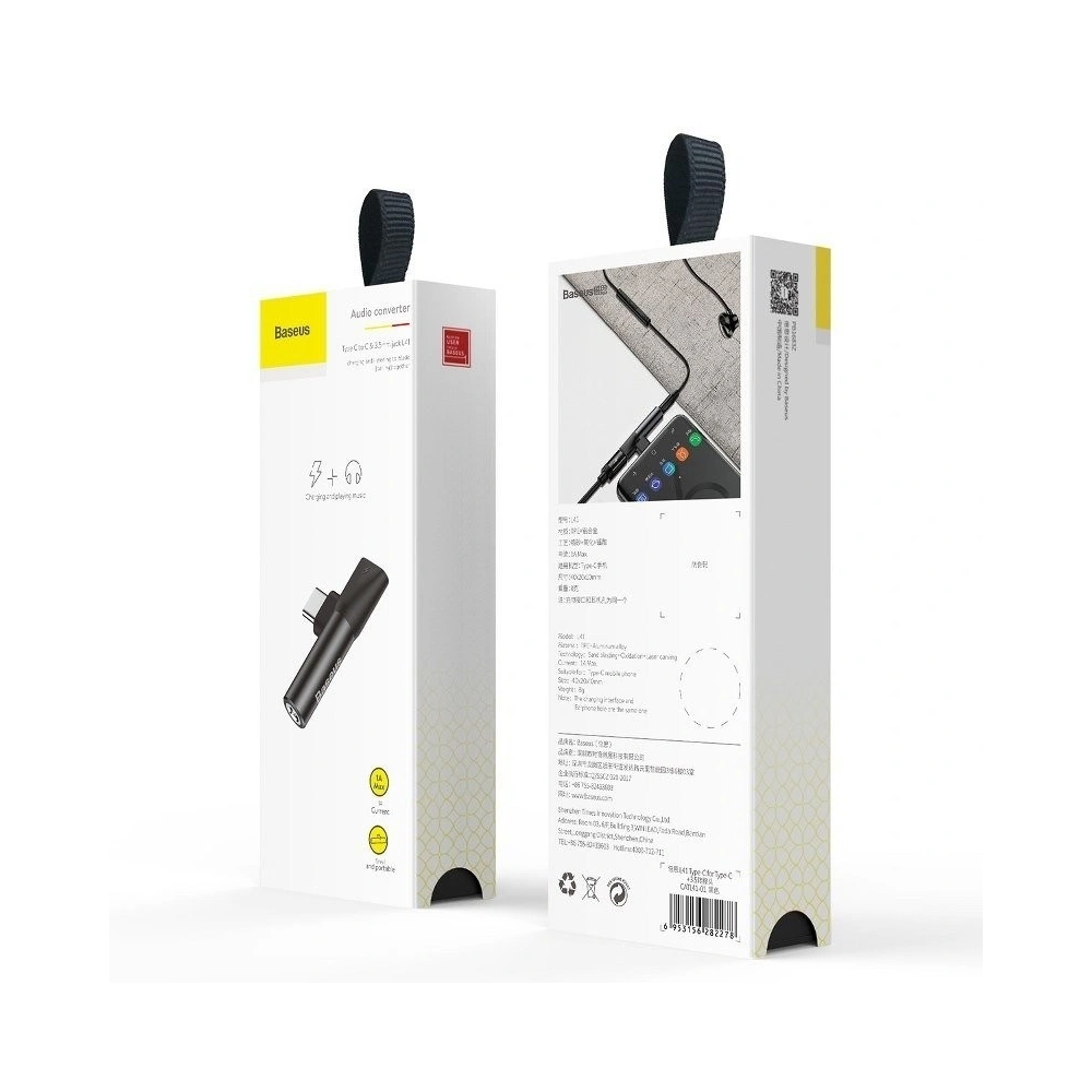Hurtownia GSM - Adaptér Audio Baseus USB-C na Mini Jack 3.5mm + USB-C (černý) - BSU240BLK - {ean13} - Hurt
