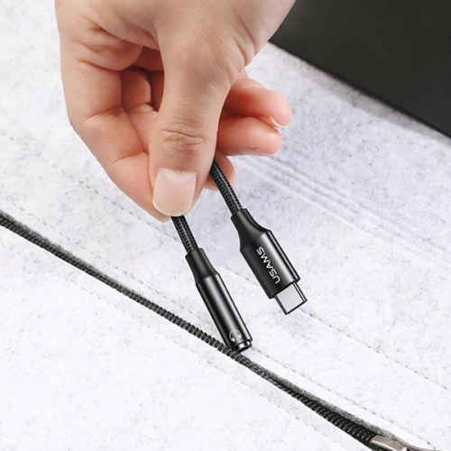 Adapter USAMS AU16 USB-C / jack 3.5m biały/white (US-SJ599)