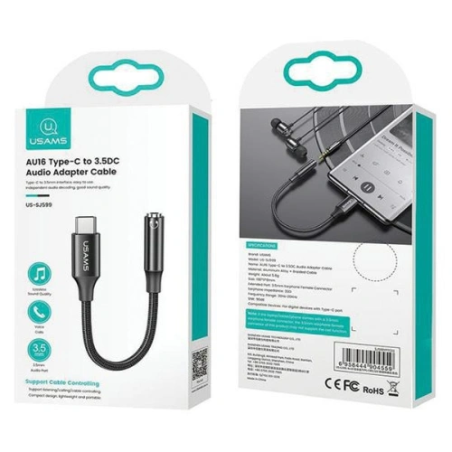 Adapter USAMS AU16 USB-C / jack 3.5m biały/white (US-SJ599)