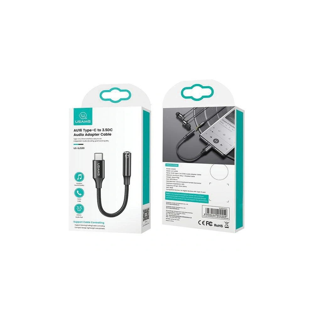 Hurtownia GSM - Adaptér USAMS AU16 USB-C / jack 3.5m bílý/white (US-SJ599) - USA985 - {ean13} - Hurt