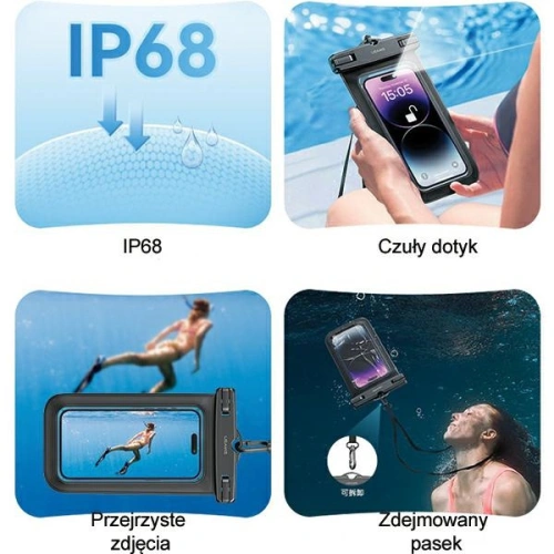 Etui wodoodporne USAMS FSD1203 6,7 cali IP68 transparent (US-YD012)