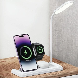 Ładowarka indukcyjna USAMS CD195WXC01 z lampą 4w1 15W biały/white