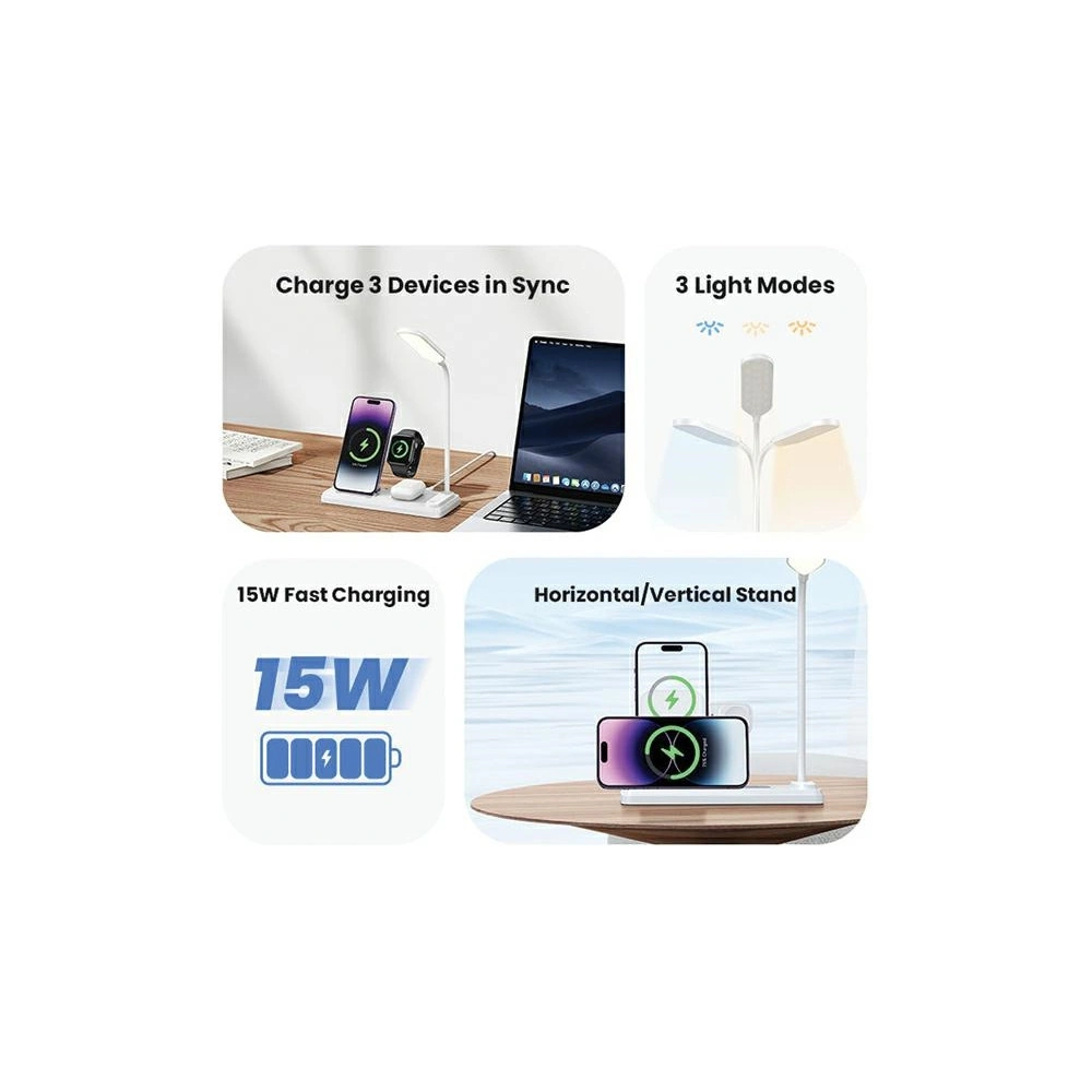 Hurtownia GSM - Induktive Ladestation USAMS CD195WXC01 mit 4w1 Lampe 15W weiß/white - USA989 - {ean13} - Hurt