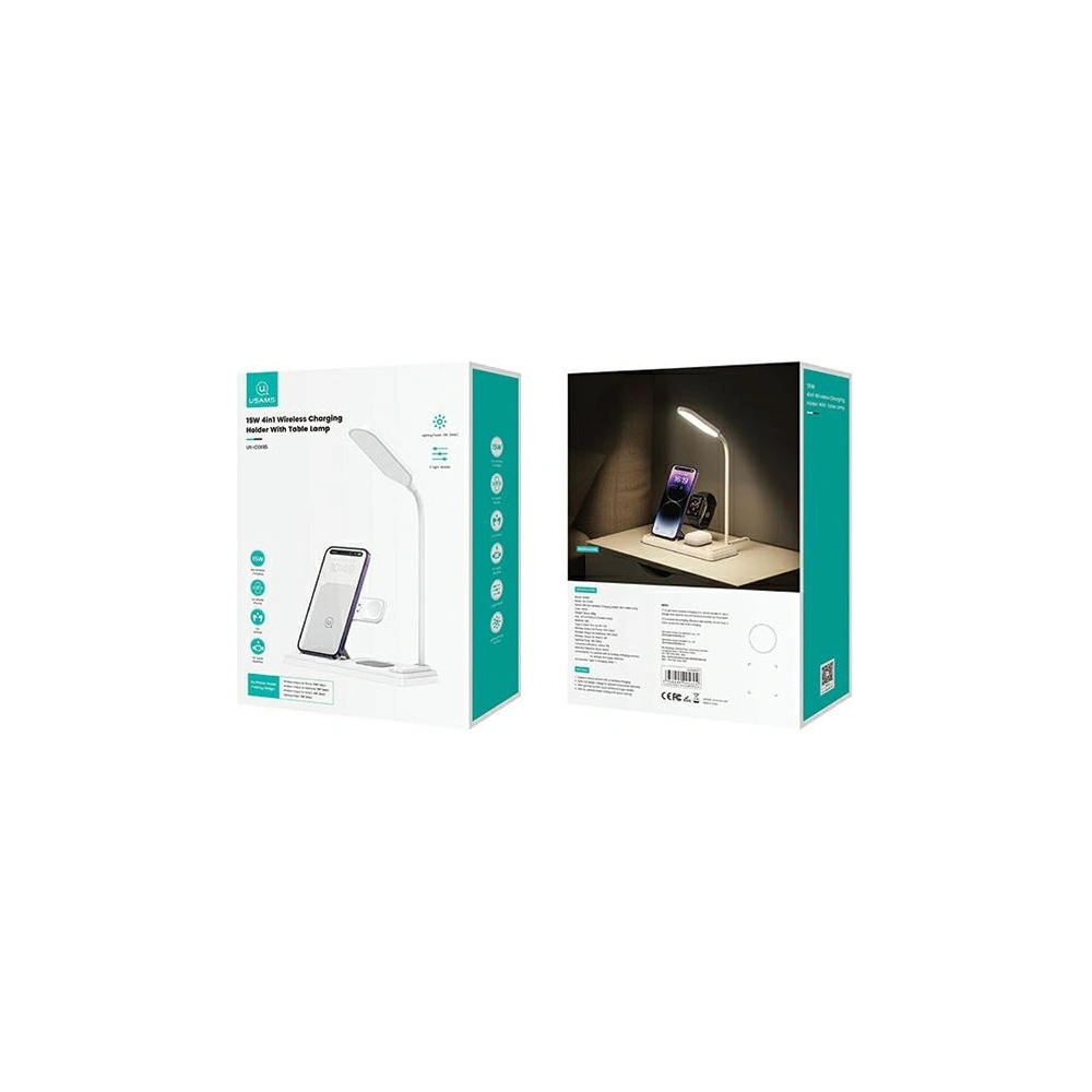 Hurtownia GSM - Induktive Ladestation USAMS CD195WXC01 mit 4w1 Lampe 15W weiß/white - USA989 - {ean13} - Hurt