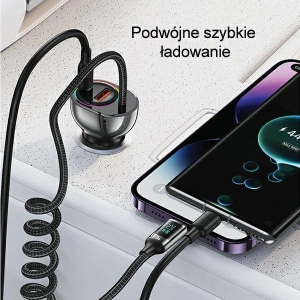 Hurtownia GSM - USAMS US-CC193 autós töltő 1xUSB-A 18W+1xUSB-C 30W + Lightning kábel 30W PD+QC Gyors Töltés fekete/black - USA990 - {ean13} - Hurt