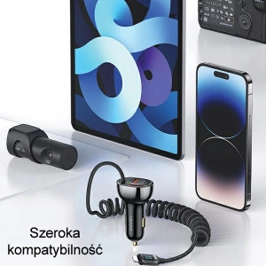 Hurtownia GSM - USAMS US-CC193 autós töltő 1xUSB-A 18W+1xUSB-C 30W + Lightning kábel 30W PD+QC Gyors Töltés fekete/black - USA990 - {ean13} - Hurt