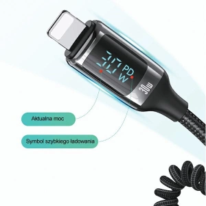 Hurtownia GSM - USAMS US-CC193 autós töltő 1xUSB-A 18W+1xUSB-C 30W + Lightning kábel 30W PD+QC Gyors Töltés fekete/black - USA990 - {ean13} - Hurt