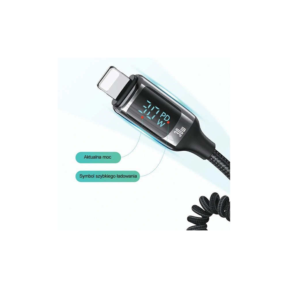 Hurtownia GSM - Încărcător auto USAMS US-CC193 1xUSB-A 18W + 1xUSB-C 30W + cablu Lightning 30W PD + QC Încărcare rapidă negru/black - USA990 - {ean13} - Hurt