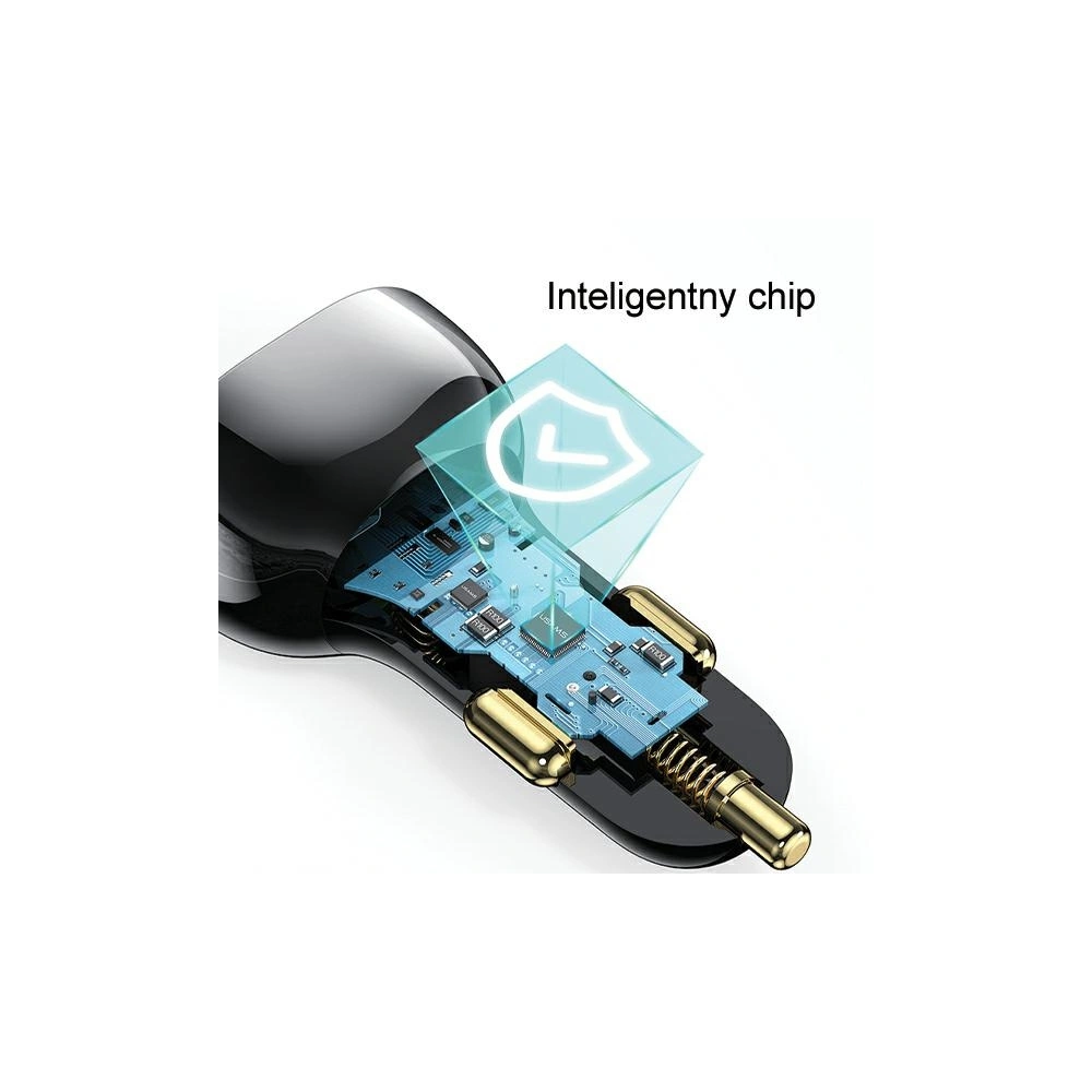 Hurtownia GSM - USAMS US-CC193 Autoladegerät 1xUSB-A 18W + 1xUSB-C 30W + Lightning-Kabel 30W PD + QC Schnellladung schwarz - USA990 - {ean13} - Hurt