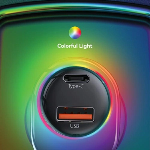 Ładowarka samochodowa USAMS US-CC193 1xUSB-A 18W+1xUSB-C 30W + kabel Ligtning 30W PD+QC Fast Charge czarny/black