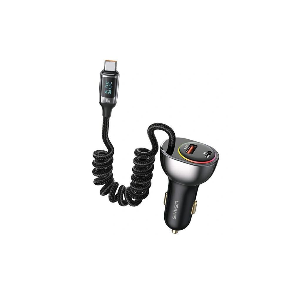 Hurtownia GSM - USAMS US-CC192 autós töltő 1xUSB-A 18W+1xUSB-C 30W + USB-C 30W PD+QC Gyors Töltő kábel fekete/szín. - USA991 - {ean13} - Hurt