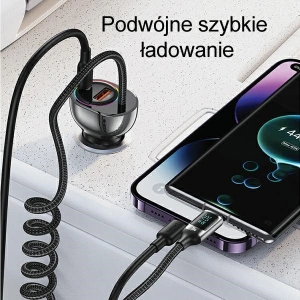 Hurtownia GSM - Auto nabíječka USAMS US-CC192 1xUSB-A 18W + 1xUSB-C 30W + kabel USB-C 30W PD+QC Rychlé nabíjení černá/black - USA991 - {ean13} - Hurt