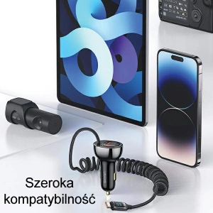 Hurtownia GSM - USAMS US-CC192 autós töltő 1xUSB-A 18W+1xUSB-C 30W + USB-C 30W PD+QC Gyors Töltő kábel fekete/szín. - USA991 - {ean13} - Hurt