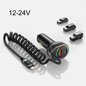 Hurtownia GSM - Auto nabíječka USAMS US-CC192 1xUSB-A 18W + 1xUSB-C 30W + kabel USB-C 30W PD+QC Rychlé nabíjení černá/black - USA991 - {ean13} - Hurt