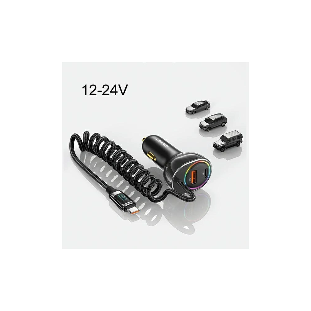Hurtownia GSM - USAMS US-CC192 autós töltő 1xUSB-A 18W+1xUSB-C 30W + USB-C 30W PD+QC Gyors Töltő kábel fekete/szín. - USA991 - {ean13} - Hurt