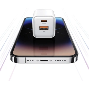 Hurtownia GSM - Síťová nabíječka USAMS US-CC189 1xUSB-A 18W+1xUSB-C 30W PD rychlé nabíjení X-ron Series fialová/purple - USA994 - {ean13} - Hurt