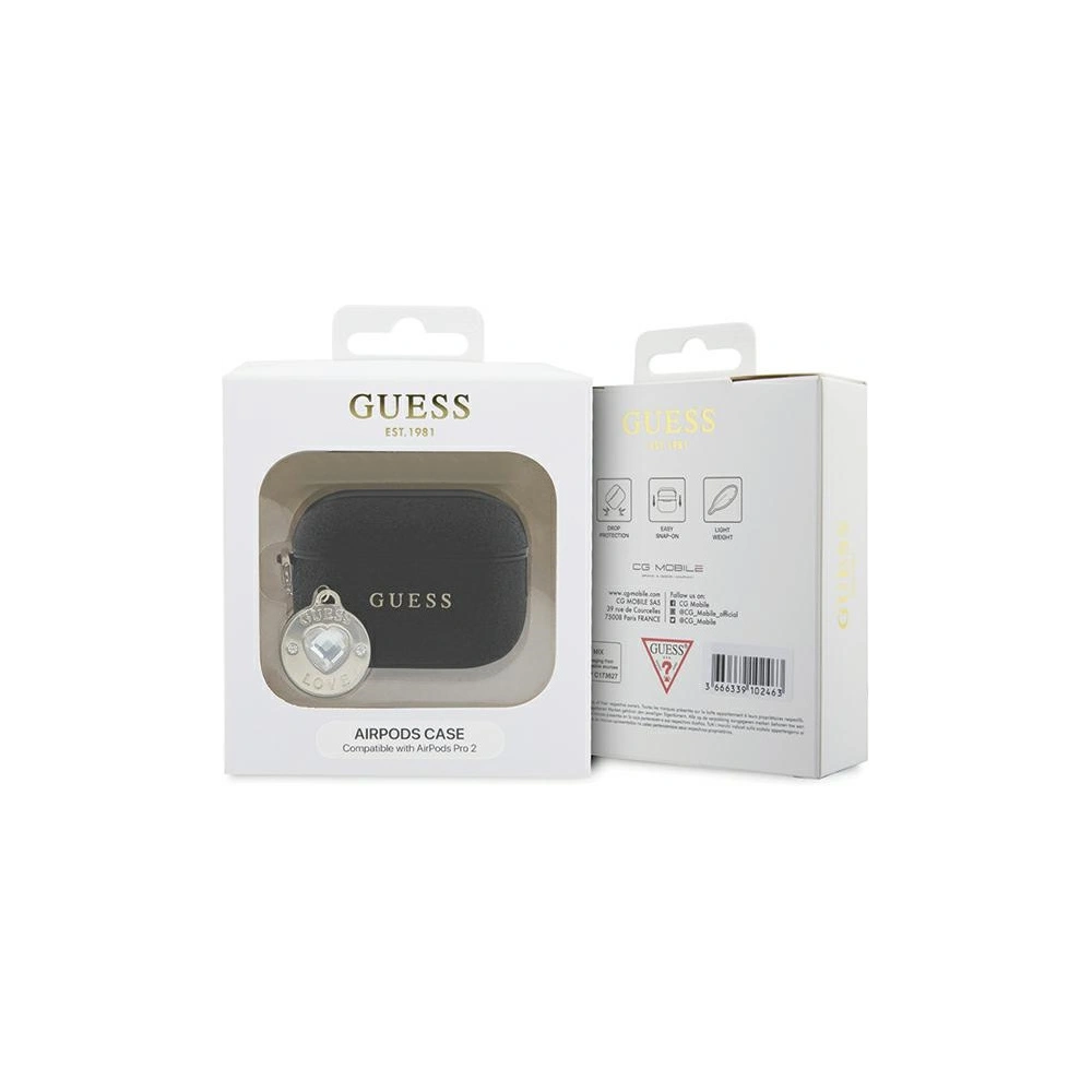 Hurtownia GSM - Etui Guess GUAP2PGEHCDK kryt pro AirPods Pro 2 Fixed Glitter Heart Diamond Charm černý/black - GUE2776 - {ean13} - Hurt