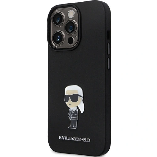 Etui Karl Lagerfeld KLHCP14LSMHKNPK iPhone 14 Pro Silicone Ikonik Metal Pin czarny/black