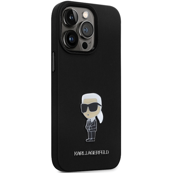 Kryt Karl Lagerfeld KLHCP14LSMHKNPK iPhone 14 Pro Silicone Ikonik Metal Pin black