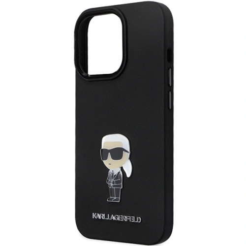 Etui Karl Lagerfeld KLHCP14LSMHKNPK iPhone 14 Pro Silicone Ikonik Metal Pin czarny/black