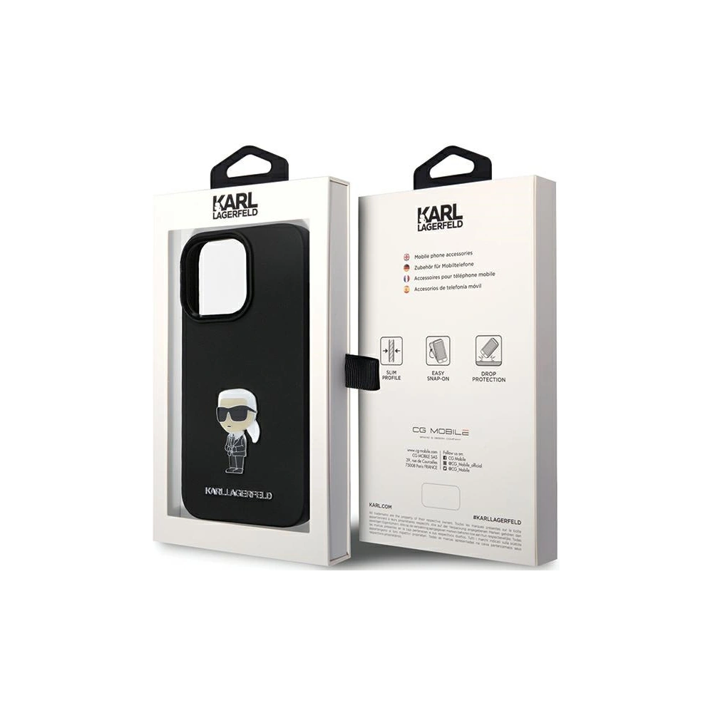 Hurtownia GSM - Etui Karl Lagerfeld KLHCP14LSMHKNPK iPhone 14 Pro Silicone Ikonik Metal Pin negru/black - KLD1641 - {ean13} - Hurt