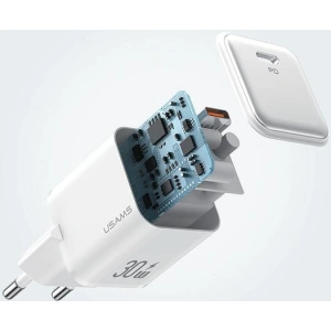 Hurtownia GSM - Síťová nabíječka USAMS CC186TC02 1xUSB-C 30W PD rychlé nabíjení X-ron Series bílá/white - USA998 - {ean13} - Hurt