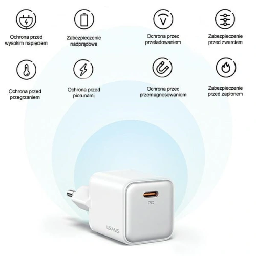 Ładowarka sieciowa USAMS CC186TC01 1xUSB-C 30W PD Fast Charging X-ron Series czarny/black