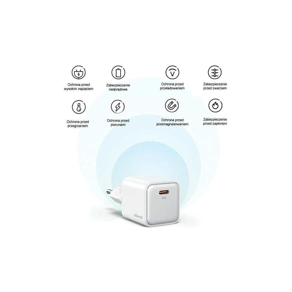 Hurtownia GSM - USAMS CC186TC03 hálózati töltő 1xUSB-C 30W PD Gyors Töltés X-ron Sorozat lila/purple - USA1000 - {ean13} - Hurt
