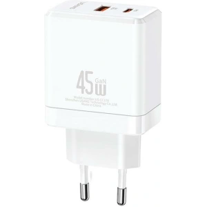 Hurtownia GSM - Síťová nabíječka USAMS CC178TC02 1xUSB-C+1xUSB-A 45W GaN PD+QC rychlé nabíjení bílá/white - USA1001 - {ean13} - Hurt