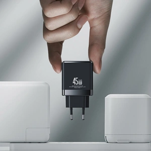 Hurtownia GSM - Síťová nabíječka USAMS CC178TC02 1xUSB-C+1xUSB-A 45W GaN PD+QC rychlé nabíjení bílá/white - USA1001 - {ean13} - Hurt
